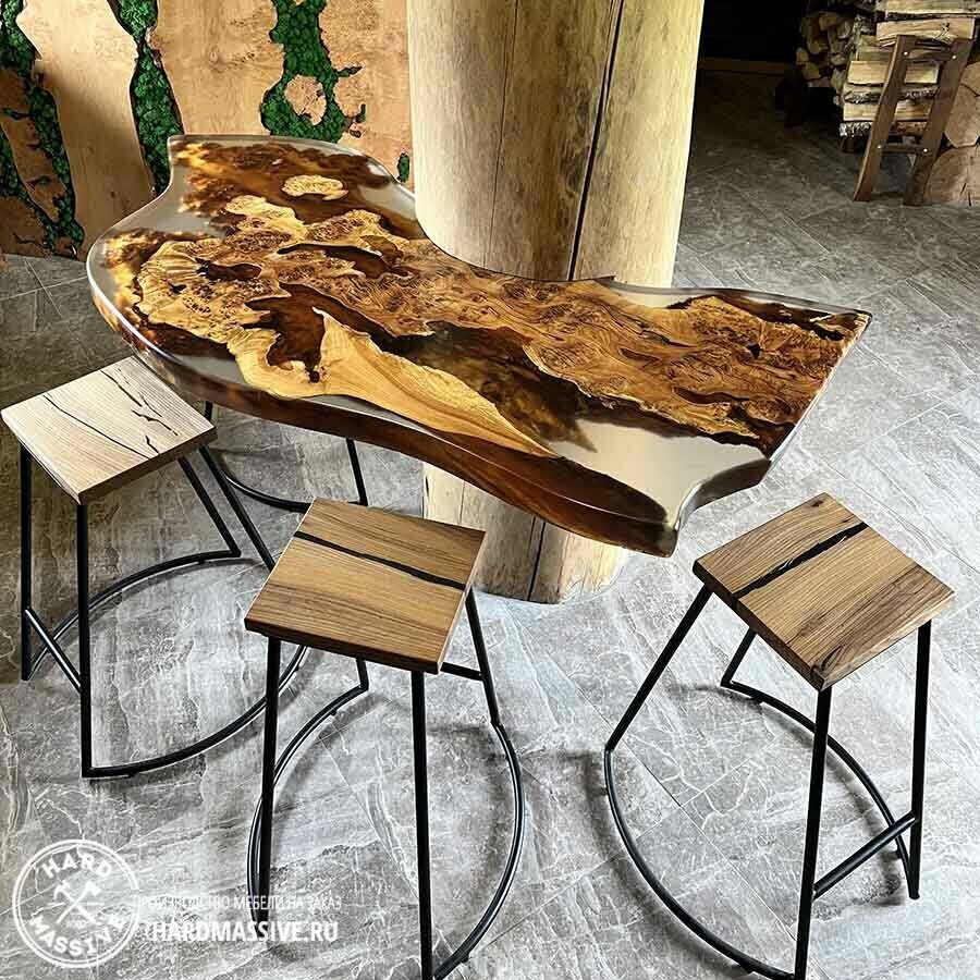 Столы из эпоксидной смолы и слэба дерева на заказ